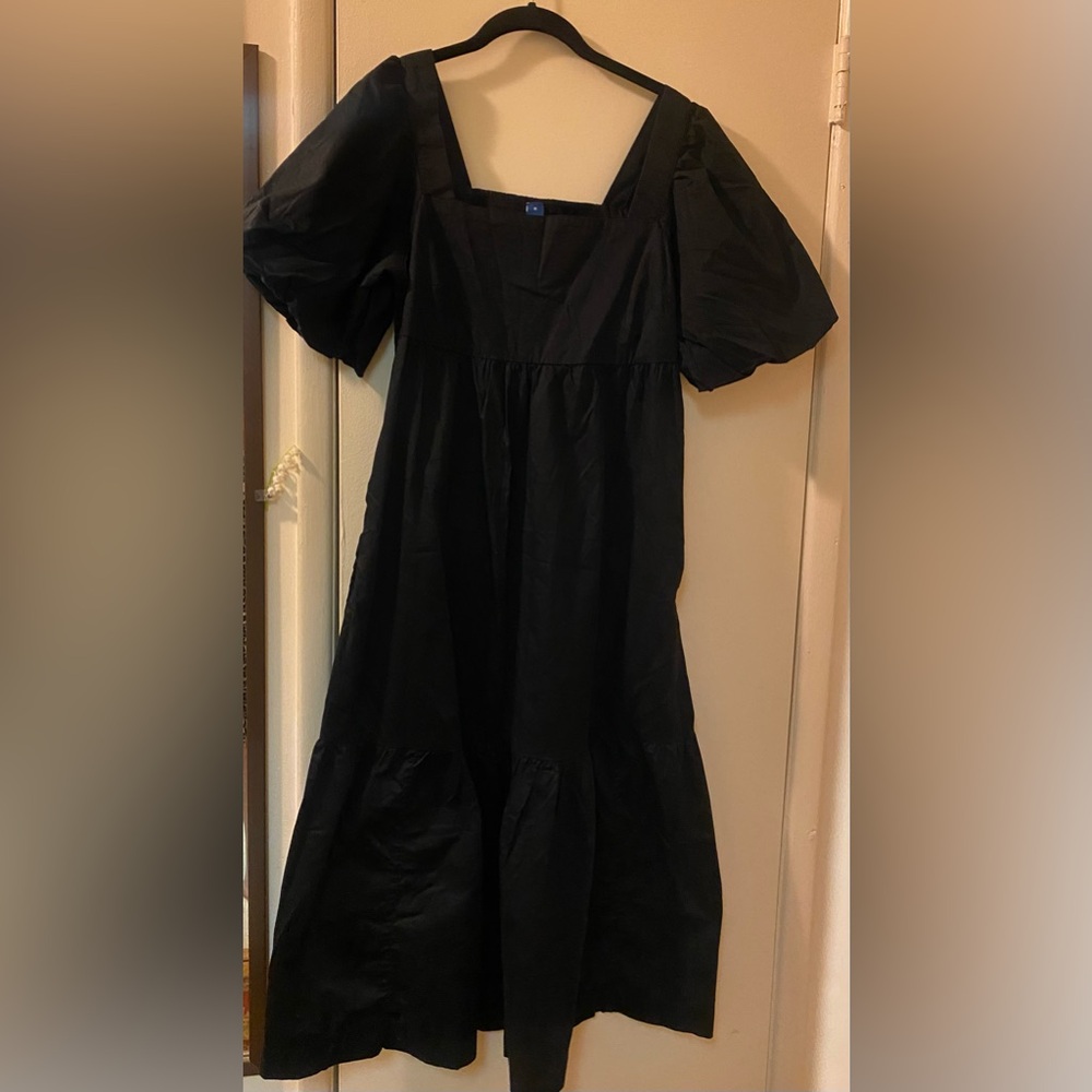 Old navy Black Puff Sleeve Midi Dress